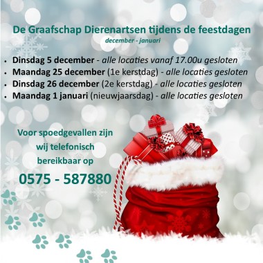 De Graafschap Dierenartsen tijdens de feestdagen